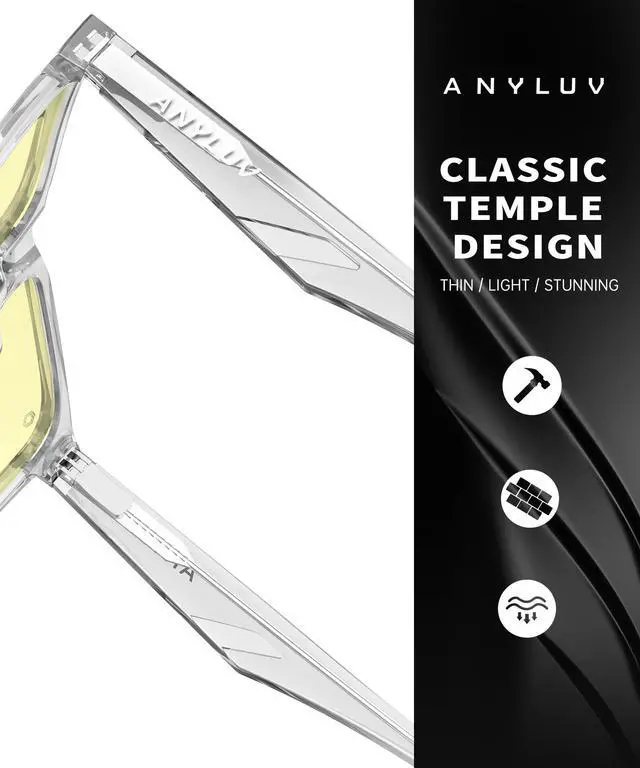 Alt view image 4 of 5 - ANYLUV Blue Light Glasses for Men & Women, Stylish Blue Light Blocking Glasses, UV400 Protection & Anti Eyestrain Eyewear