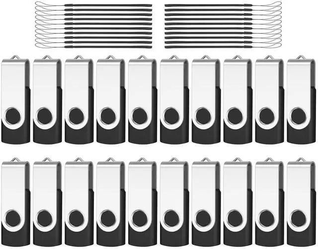 Main image of AreTop USB 2.0 Flash Drive, Pack of 20 2GB Thumb Drives Bulk, Metal Memory Sticks, Portable Keychain Jump Drive Multipack for Date Storage (2G,black-20pack)