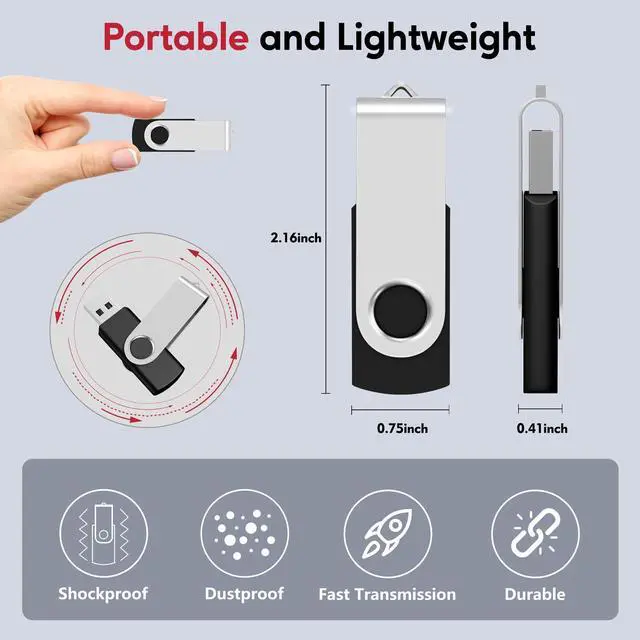 Alt view image 3 of 5 - AreTop USB 2.0 Flash Drive, Pack of 20 2GB Thumb Drives Bulk, Metal Memory Sticks, Portable Keychain Jump Drive Multipack for Date Storage (2G,black-20pack)