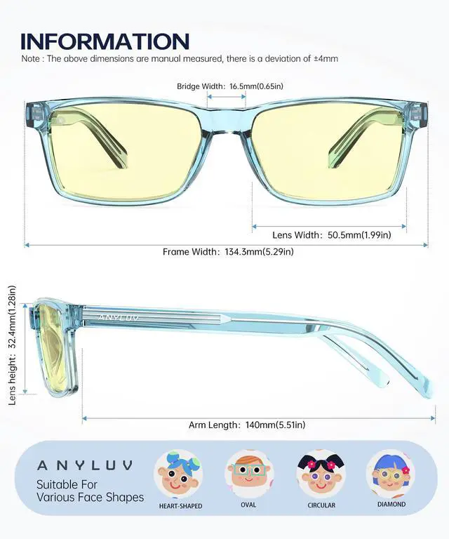 Alt view image 3 of 5 - ANYLUV Blue Light Glasses for Kids, Blue Light Blocking Glasses for Girls/Boys, Teen Gaming Glasses Anti Eyestrain