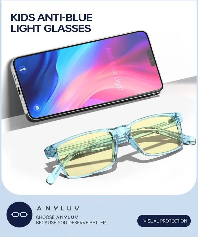 Alt view image 5 of 5 - ANYLUV Blue Light Glasses for Kids, Blue Light Blocking Glasses for Girls/Boys, Teen Gaming Glasses Anti Eyestrain