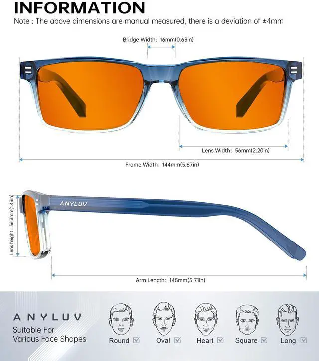 Alt view image 4 of 5 - ANYLUV Blue Light Blocking Glasses for Men Anti Blue Light Glasses for Men Women, Eye Strain Relief for Computer Gaming