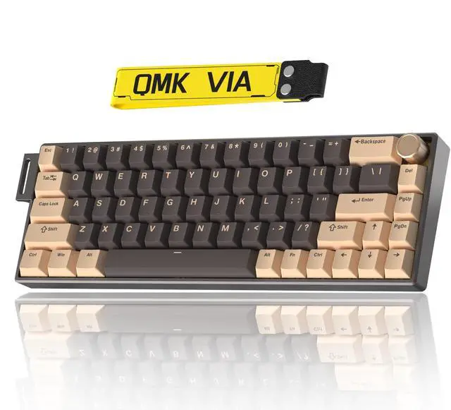 Main image of KG18 65% Compact Mechanical Keyboard - QMK/VIA Programmable, Hot-Swappable, Gasket Mount, Volume Knob, 32-bit ARM4 Chip, RGB Backlit (68 Keys, USB-C, Aluminum Frame) (Brown)