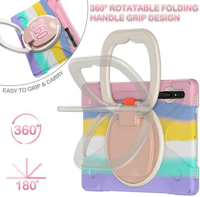 Alt view image 3 of 5 - BATYUE Case for Samsung Galaxy Tab S10+ Plus /S9 FE+ Plus /S9+ Plus /S8+ Plus /S7+ Plus /S7 FE 5G 12.4 inch, Shockproof Protective Tablet Case with Shoulder Strap, Kickstand, Pink