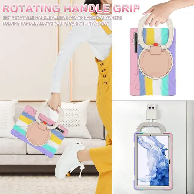 Alt view image 5 of 5 - BATYUE Case for Samsung Galaxy Tab S10+ Plus /S9 FE+ Plus /S9+ Plus /S8+ Plus /S7+ Plus /S7 FE 5G 12.4 inch, Shockproof Protective Tablet Case with Shoulder Strap, Kickstand, Pink