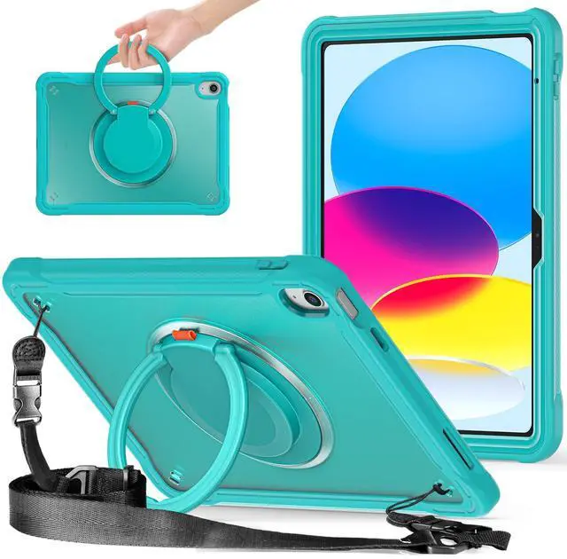 Main image of BATYUE iPad 9th Generation Case - Protective Case for 10.2 inch iPad 9th/ 8th/ 7th Generation 2021/2020/ 2019, Cover with Pencil Holder/360deg Swivel Stand/Shoulder Strap/Screen Protector - Light Blue