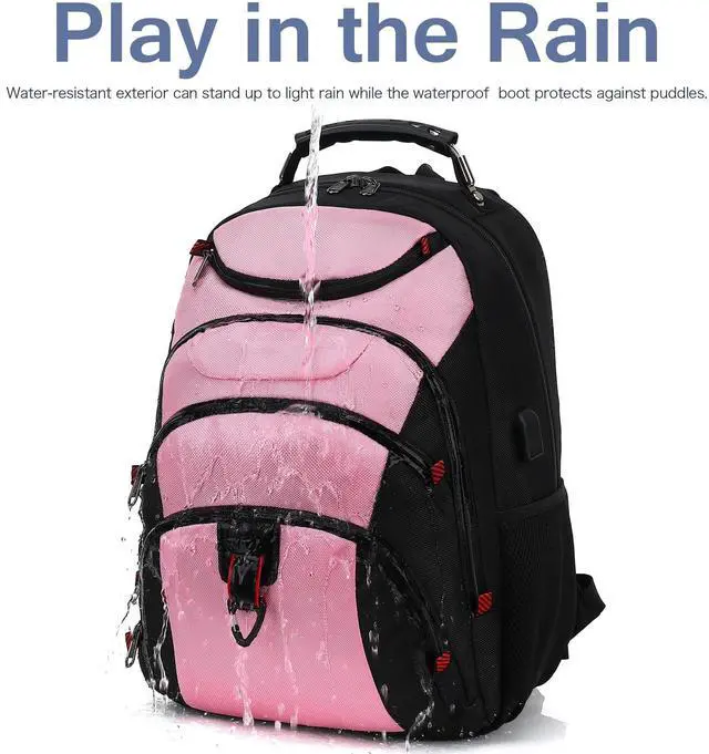 Alt view image 4 of 5 - Boavan Laptop Backpack for men, 15.6 inch Laptop Bag with USB Port, Waterproof Travel Work Backpack Purse, Anti-Theft Teacher Nurse Doctor Casual Bookbags Office Business backpack,PinkBlack