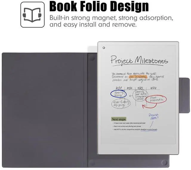 Alt view image 3 of 5 - BOZHUORUI Magnetic Case for 11.8" Remarkable Paper Pro 2024 Tablet - Ultra-Thin Lightweight PU Leather Book Folio Cover with Auto Sleep/Wake (Dark Blue)