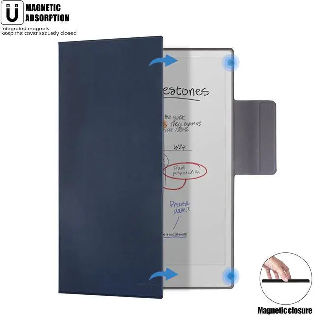 Alt view image 5 of 5 - BOZHUORUI Magnetic Case for 11.8" Remarkable Paper Pro 2024 Tablet - Ultra-Thin Lightweight PU Leather Book Folio Cover with Auto Sleep/Wake (Dark Blue)