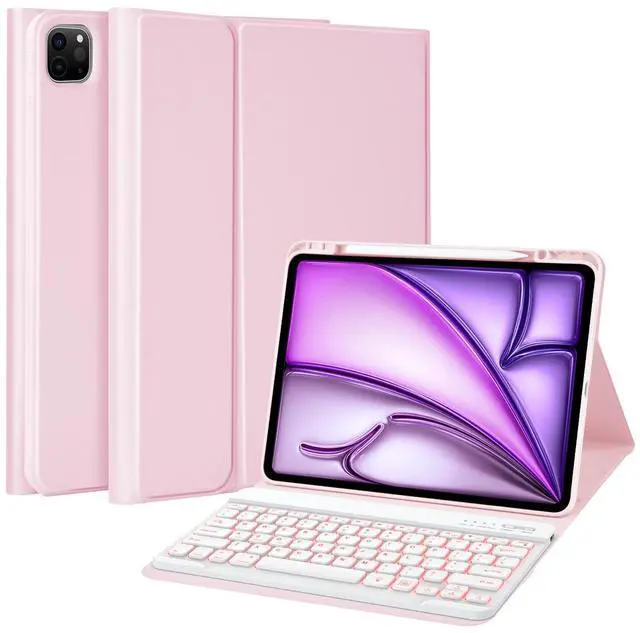 Main image of BQSS Keyboard Case for iPad Pro 13 Inch (M4) 2024 Case with Keyboard for iPad Pro 13" M4 Case with Wireless Detachable Backlit Keyboard for iPad Pro Keyboard Case with Pencil Holder Pink