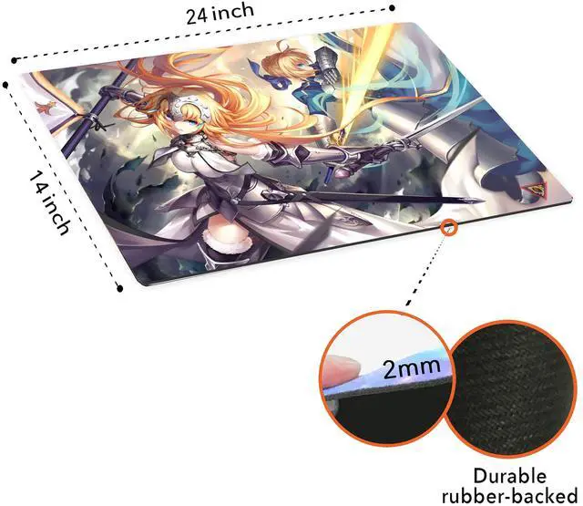 Alt view image 3 of 4 - Japanese Anime Fate, Saber & Ruler Large Custom Mouse Pad/Playmat - Durable Rubber 14" x 24" for TCG