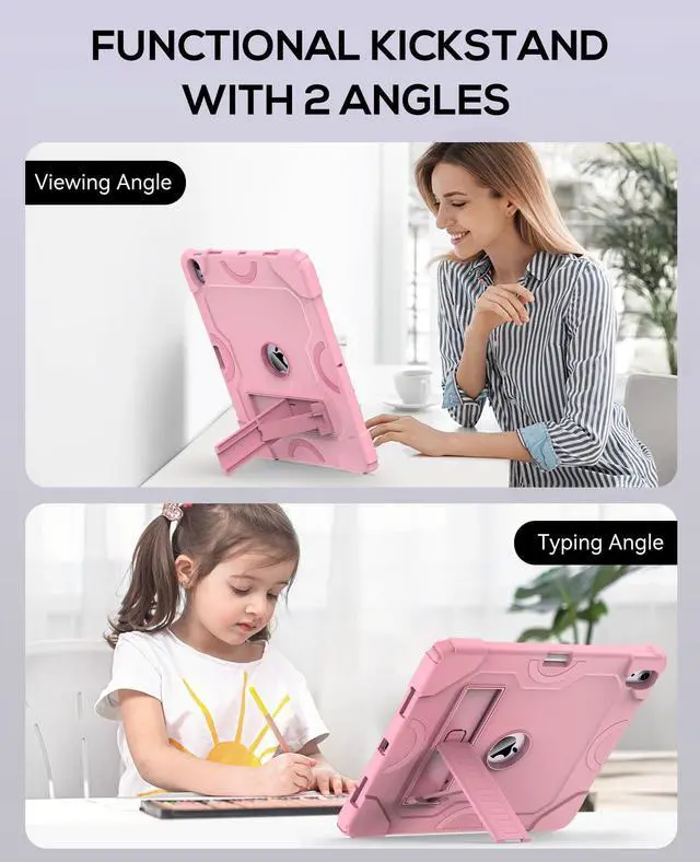 Alt view image 3 of 5 - Cantis Case for iPad Air 13 Inch (M3) 2025/ for iPad Air 13-inch (M2) 2024 with Pencil Holder, Heavy Duty Shockproof Case for i Pad Air 13" Supports Pencil Pro and Pencil (USB-C), Rose Gold