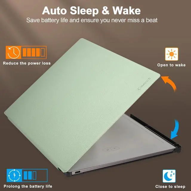 Alt view image 4 of 5 - Caweet Stand Case for Remarkable Paper Pro 11.8 Inch 2024, Hard Back Shell Protective Auto Sleep/Wake Book Folio Cover with Pen Holder and Hand Strap, Green