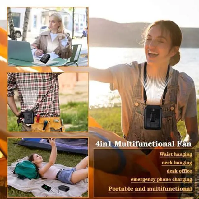 Alt view image 2 of 5 - CAZOKASI Personal Fan Portable USB Rechargeable Waist Clip Fan Working Fan Hand Free 8000mAh, 6-32hours Wearable Cooler Fan for Traveling Working Outdoor Office