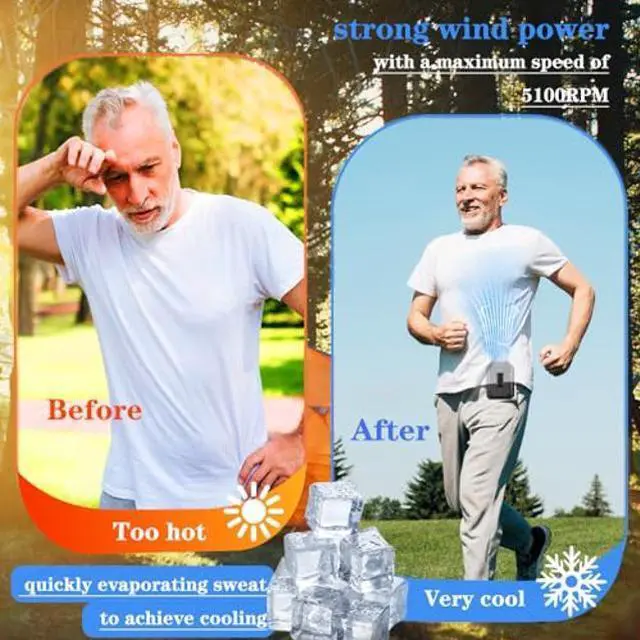 Alt view image 3 of 5 - CAZOKASI Personal Fan Portable USB Rechargeable Waist Clip Fan Working Fan Hand Free 8000mAh, 6-32hours Wearable Cooler Fan for Traveling Working Outdoor Office