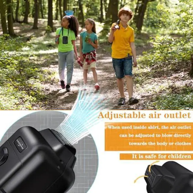 Alt view image 4 of 5 - CAZOKASI Personal Fan Portable USB Rechargeable Waist Clip Fan Working Fan Hand Free 8000mAh, 6-32hours Wearable Cooler Fan for Traveling Working Outdoor Office