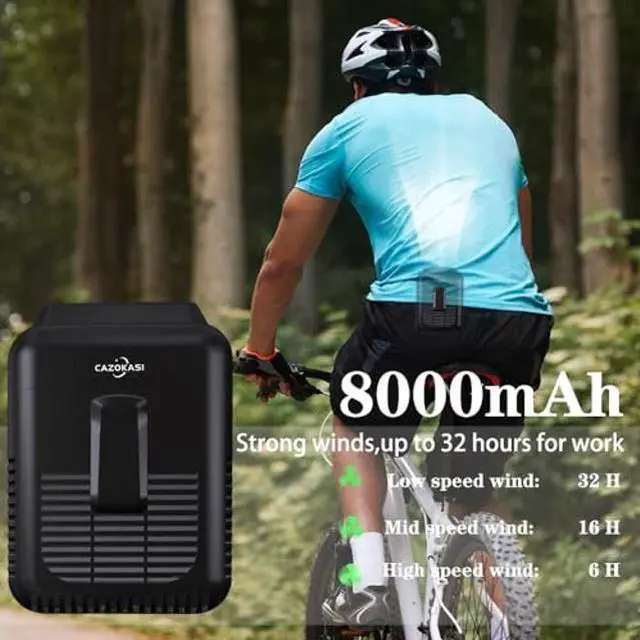 Alt view image 5 of 5 - CAZOKASI Personal Fan Portable USB Rechargeable Waist Clip Fan Working Fan Hand Free 8000mAh, 6-32hours Wearable Cooler Fan for Traveling Working Outdoor Office