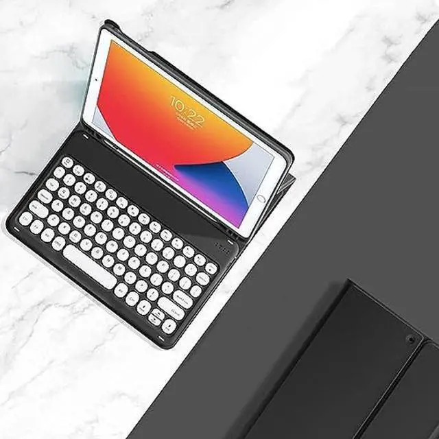 Main image of for Kindle Fire HD 10 Keyboard case 2021,Detachable Round Keys Keyboard Case for  Fire HD 10 /HD 10 Plus Tablet (11th Generation),Folio Fire hd 10 case with Keyboard for Women Kids,Black