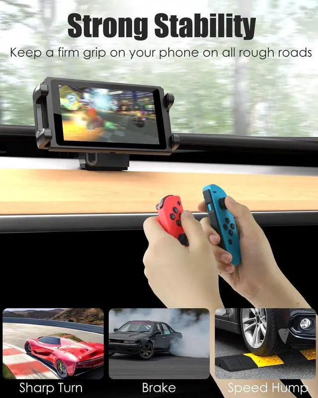 Alt view image 2 of 5 - Charchendo Car Game Consoles Mount for Tesla Model Y/3, Air Vent Holder for Switch Tablet Phone with Anti-Drop Shake Road Trip Essentials Compatible with Switch, iPad 12.9, Phones More Devices 4-13''