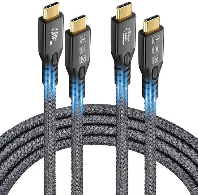 Main image of CHENLENIC USB C 3.2 Gen2x2 20Gbps, 2 x Type C 4K@60Hz UHD Video 5A/240W PD3.1 Fast Charge Cord with E-Marker Compatible with Thunderbolt 3/4 for iPhone 15Pro MacBook (2, 2 x USB C 20G 240W 2M)