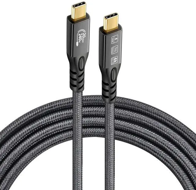 Alt view image 2 of 5 - CHENLENIC USB C 3.2 Gen2x2 20Gbps, 2 x Type C 4K@60Hz UHD Video 5A/240W PD3.1 Fast Charge Cord with E-Marker Compatible with Thunderbolt 3/4 for iPhone 15Pro MacBook (2, 2 x USB C 20G 240W 2M)