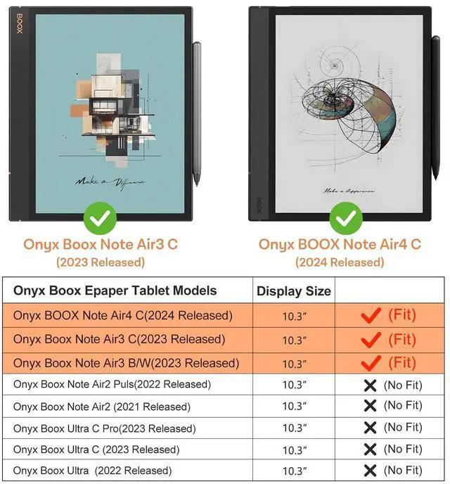 Alt view image 2 of 5 - CoBak Case for 10.3" Boox Note Air 4 C (2024 Released)/Note Air 3 C Tablet ePaper(2023 Released) - New Lightweight PU and Hard Back Shell Cover with Built-in Pen Holder, Auto Sleep-Wake, Deep Red