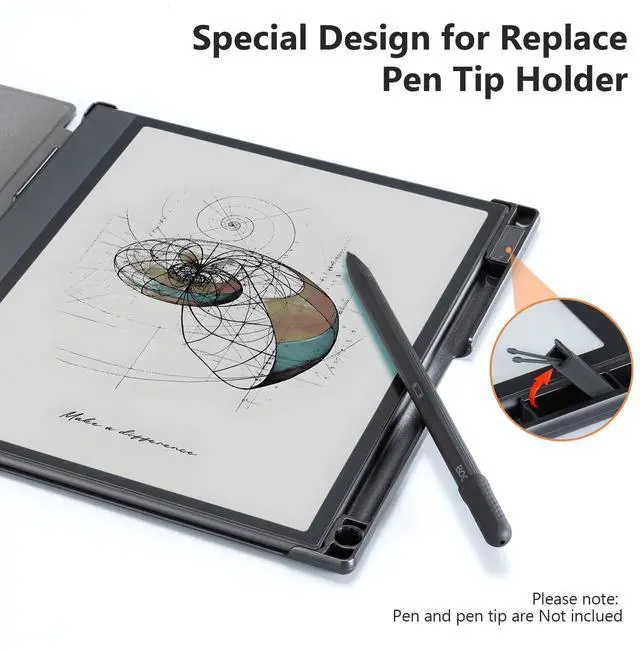 Alt view image 3 of 5 - CoBak Case for 10.3" Boox Note Air 4 C (2024 Released)/Note Air 3 C Tablet ePaper(2023 Released) - New Lightweight PU and Hard Back Shell Cover with Built-in Pen Holder, Auto Sleep-Wake, Deep Red