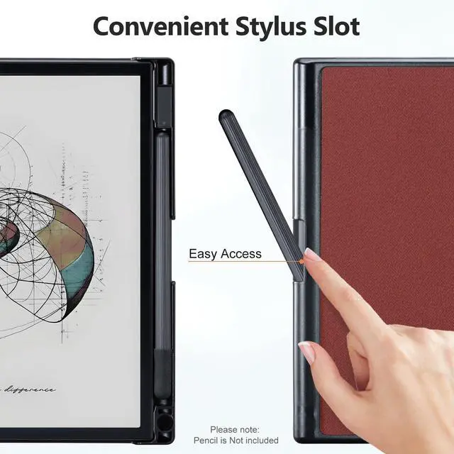 Alt view image 4 of 5 - CoBak Case for 10.3" Boox Note Air 4 C (2024 Released)/Note Air 3 C Tablet ePaper(2023 Released) - New Lightweight PU and Hard Back Shell Cover with Built-in Pen Holder, Auto Sleep-Wake, Deep Red