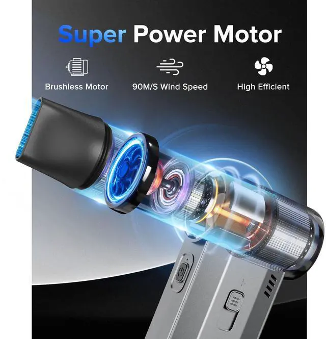 Alt view image 4 of 5 - COSANO 4 in 1 Air Blower & Vacuum, Cordless Compressed Air Duster, 130,000 RPM Electric Air Duster, Stepless Speed Regulation Rechargeable Air Duster, Computer Vacuum Cleaner for PC, Keyboards, Cars