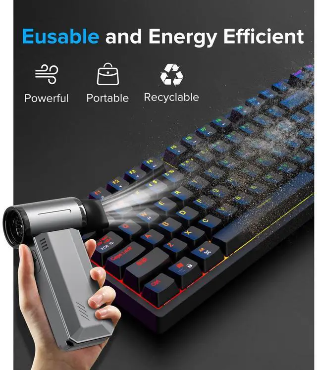 Alt view image 5 of 5 - COSANO 4 in 1 Air Blower & Vacuum, Cordless Compressed Air Duster, 130,000 RPM Electric Air Duster, Stepless Speed Regulation Rechargeable Air Duster, Computer Vacuum Cleaner for PC, Keyboards, Cars