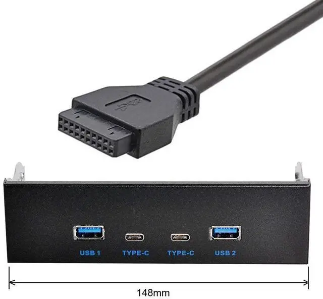 Alt view image 2 of 5 - chenyang 5.25" Front Panel CD-ROM Bay 2 USB 3.0 & 2 USB C HUB 4 Ports to Motherboard USB 20Pin Adapter