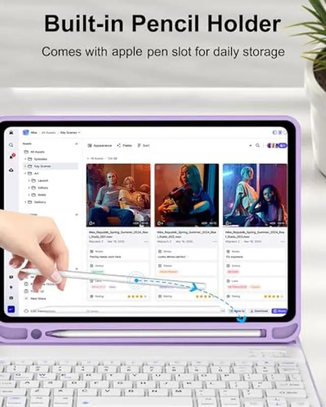 Alt view image 5 of 5 - D DINGRICH Keyboard Case for iPad 10th Generation(10.9", 2022), Rechargeable Detachable Wireless BT Keyboard, Smart Folio Protective Cover with Pencil Holder for 10.9 inch Apple iPad 10th Gen, Purple