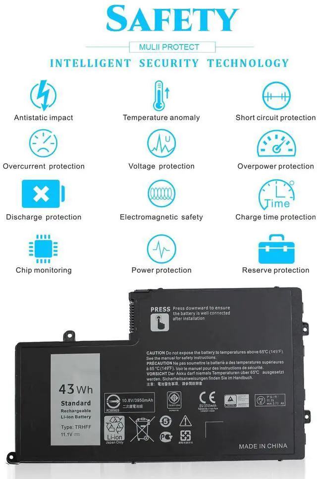 Alt view image 5 of 5 - TRHFF P39F P49G Notebook Battery for Dell Inspiron 14 15 5000 15-5547 5547 5548 5545 5542 5447 5445 5448 DFVYN P39F 58DP4 VVMKC Latitude 14 3450 15 3550 0PD19 1V2F6 1WWHW 5MD4V P51G Laptop