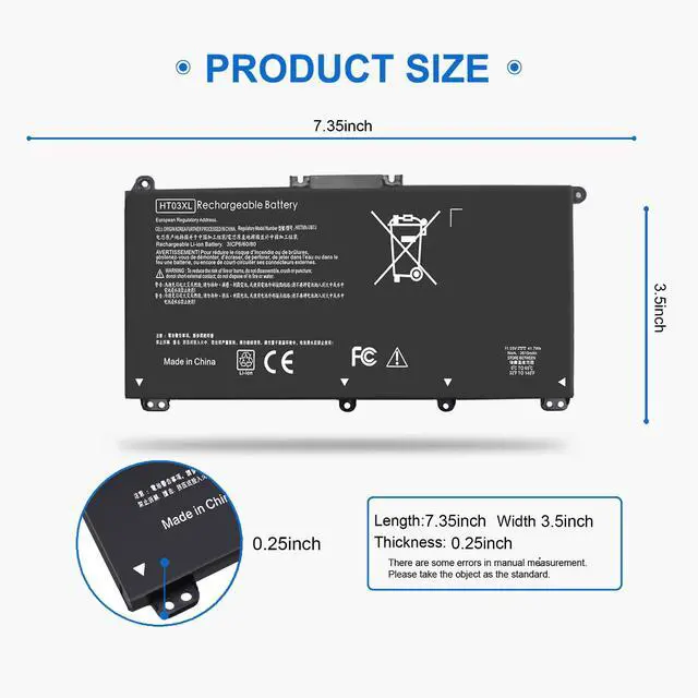 Alt view image 2 of 5 - 41.7WH HT03XL L11119-855 Battery for HP Pavilion 14-CK 14-CM 15-CS 15-CW 15-CU 15-DB 17-BY 240 245 250 G7 14-CK0013LA 14-CK2091LA 15-CS0064ST 15-CS3019NR Li-polymer HT03041XL L11421-2C2 L11421-422
