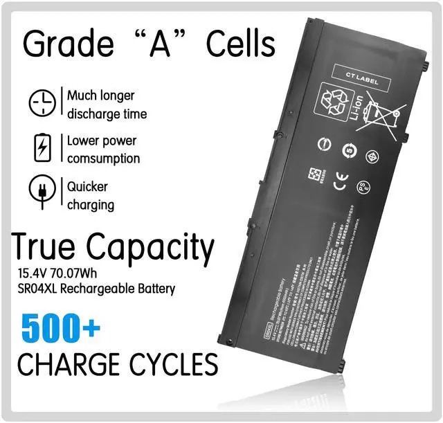 Alt view image 2 of 5 - SR04XL SR03XL Battery Replacement HP Omen 15 Laptop Battery HP Omen 15 15-dc0xxx 15-dc1xxx 15-ce0xx 15-cb0xx 15-dc0051nr 15-dc0006la 15-dc1058wm 15-ce198wm 15-cb041nr 917724-855 Computer Batteries.