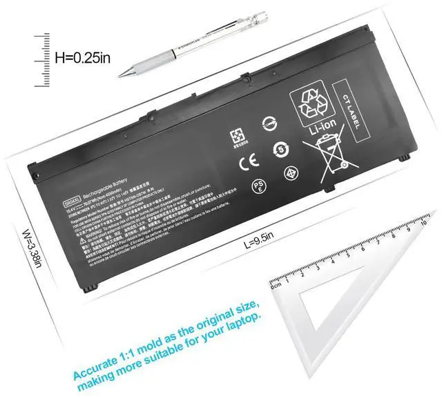 Alt view image 5 of 5 - SR04XL SR03XL Battery Replacement HP Omen 15 Laptop Battery HP Omen 15 15-dc0xxx 15-dc1xxx 15-ce0xx 15-cb0xx 15-dc0051nr 15-dc0006la 15-dc1058wm 15-ce198wm 15-cb041nr 917724-855 Computer Batteries.