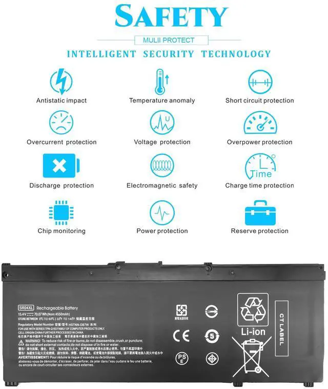 Alt view image 3 of 5 - SR04XL SR03XL Battery Replacement HP Omen 15 Laptop Battery HP Omen 15 15-dc0xxx 15-dc1xxx 15-ce0xx 15-cb0xx 15-dc0051nr 15-dc0006la 15-dc1058wm 15-ce198wm 15-cb041nr 917724-855 Computer Batteries.