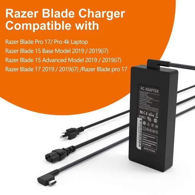 Alt view image 5 of 5 - 230W Blade Charger for Razer Blade Pro 17/4K 15 16 18 RC30-0248 RZ09-0484X RZ09-0508X RZ09-0406X RTX4090 RTX3070 RTX3080 RTX2070 RTX2080 19.5V11.8A 2019-2024 Gaming Laptop Power Adapter