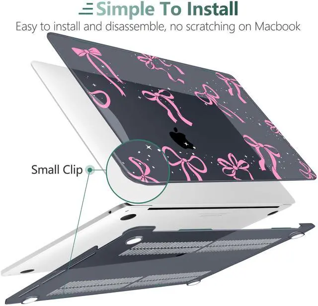 Alt view image 4 of 5 - DONGKE Compatible with MacBook Pro 13 inch Case 2024 2023-2020 Release A2338 M2/M1 A2251 A2289 with Retina Display & Touch ID, Plastic Hard Shell & Keyboard Cover & Screen Film - Bows & Star
