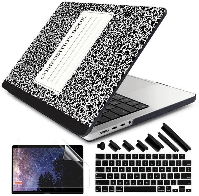 Main image of DONGKE for M4 MacBook Pro 16 Inch Case 2024 2023 2021 A3403 A3186 M3 A2991 M2 A2780 M1 A2485 Pro/Max Chip, Plastic Hard Shell Case & Keyboard Cover for Mac Pro 16 with Touch ID, Composition Book