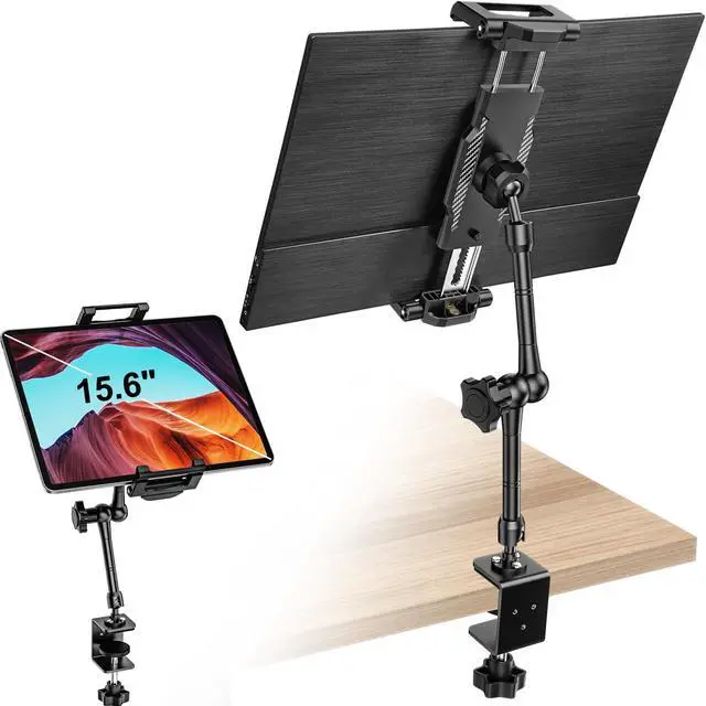 Main image of Dosvsi Portable Monitor Holder for 15.6 inch Screen Desk Mount Metal Tablet Holder Clamp Stand with 360deg Adjustable Arm for 6.1-15.6'' iPad Pro 13/12.9/11 Air Mini, Portable Monitor 13-15.6", Galaxy