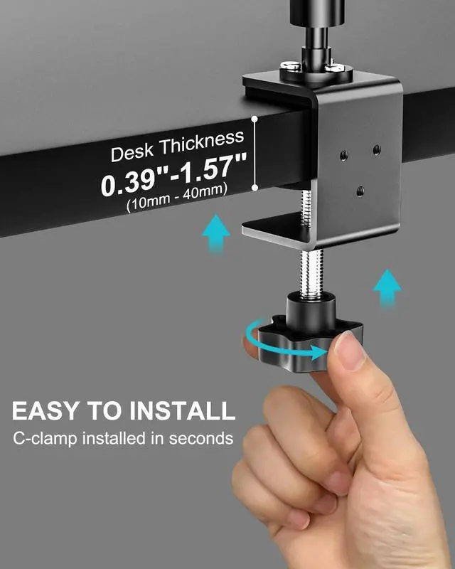 Alt view image 5 of 5 - Dosvsi Portable Monitor Holder for 15.6 inch Screen Desk Mount Metal Tablet Holder Clamp Stand with 360deg Adjustable Arm for 6.1-15.6'' iPad Pro 13/12.9/11 Air Mini, Portable Monitor 13-15.6", Galaxy