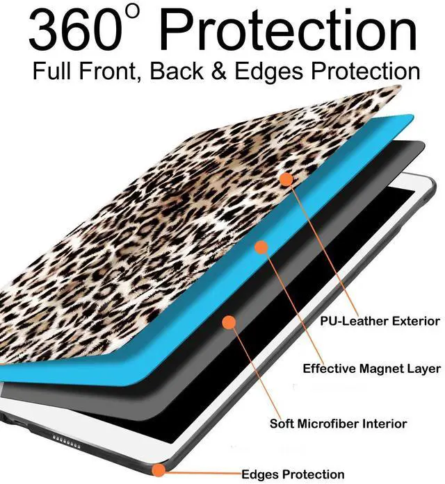 Alt view image 5 of 5 - DuraSafe Cases for iPad PRO 10.5 Inch 2017 Air 10.5 3rd Gen 2019 [ Air 3 ] A1701 A2152 A2123 MQF12LL/A MQEY2LL/A Smart Auto Sleep Wake Adjustable Viewing Angle Stand Printed Flip Cover - Leopard