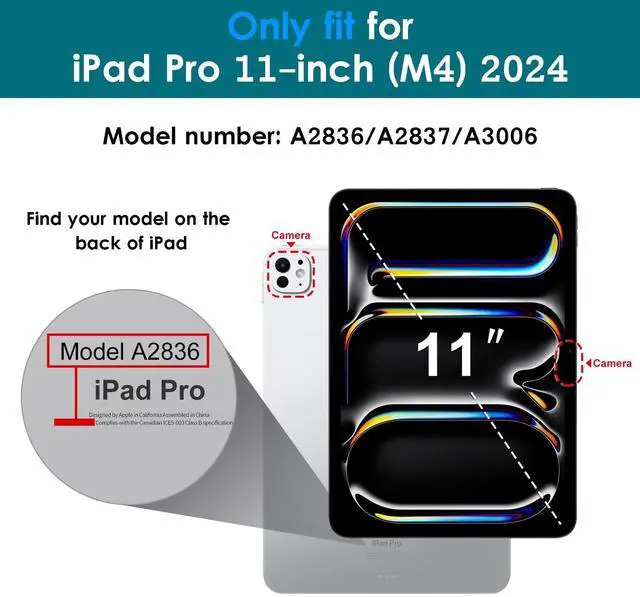 Alt view image 2 of 5 - DTTO for iPad Pro 11 inch Case (M4) 2024, Premium Leather Business Folio Stand Cover with Pencil Holder - Auto Wake/Sleep and Multiple Viewing Angles, Blossom