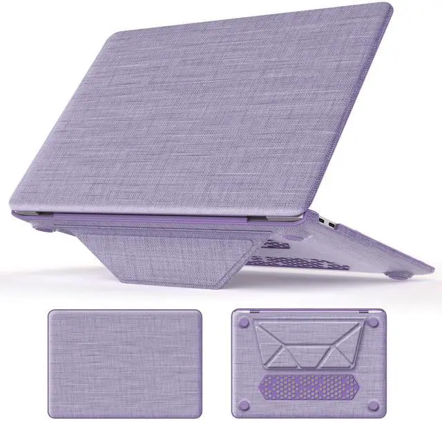 Main image of DTangLsm Compatible for MacBook Pro 13 inch Case M2 2024 2023 2022-2016 M1 A2338 A2289 A2251 A2159 A1989 A1706 A1708 - Fabric Textured Hard Shell Case with Foldable Kickstand & Keyboard Cover, Purple