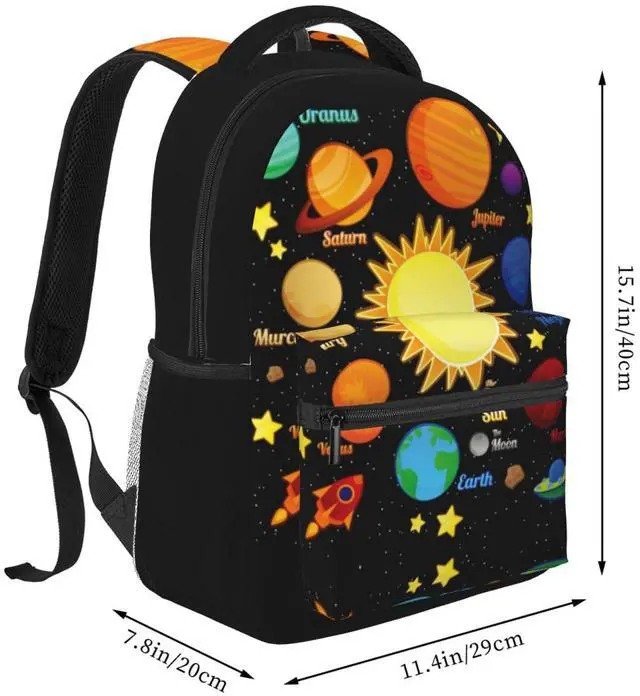 Alt view image 2 of 5 - Dujiea 17 Inch Backpack Planets Laptop Backpack School Bookbag Travel Shoulder Bag With Chest Strap