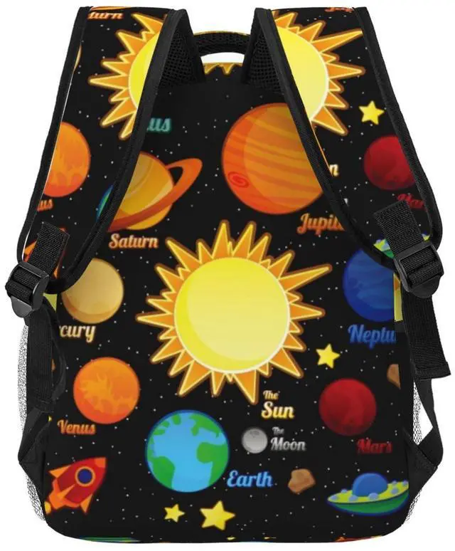 Alt view image 4 of 5 - Dujiea 17 Inch Backpack Planets Laptop Backpack School Bookbag Travel Shoulder Bag With Chest Strap