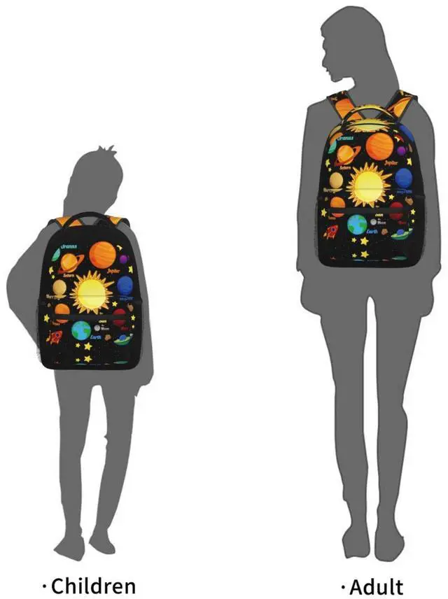 Alt view image 5 of 5 - Dujiea 17 Inch Backpack Planets Laptop Backpack School Bookbag Travel Shoulder Bag With Chest Strap
