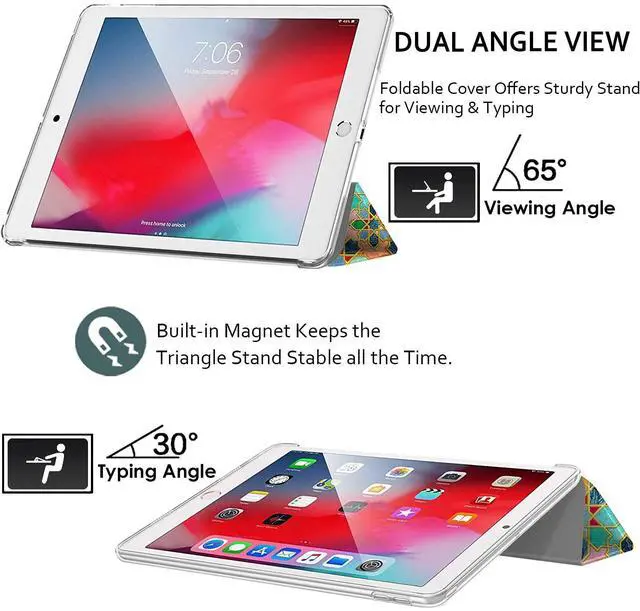 Alt view image 4 of 5 - DuraSafe Cases for iPad Mini 8.3 Inch 6 Gen [ Mini 6th Generation 2021 ] A2567 A2568 A2569 MK893LL/A MK8E3LL/A MK8C3LL/A Trifold Printed PC Lightweight Protective Clear Back Cover - Damask
