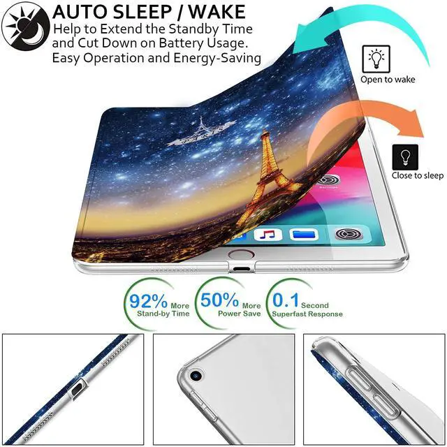 Alt view image 3 of 5 - DuraSafe Cases for iPad Air 3 2019 PRO 10.5 Inch 2017 Air 3rd Gen A1701 A2152 A2123 MQF12LL/A MQEY2LL/A MQF22LL/A MQF02LL/A Trifold Printed PC Lightweight Protective Clear Back Cover - Paris Night